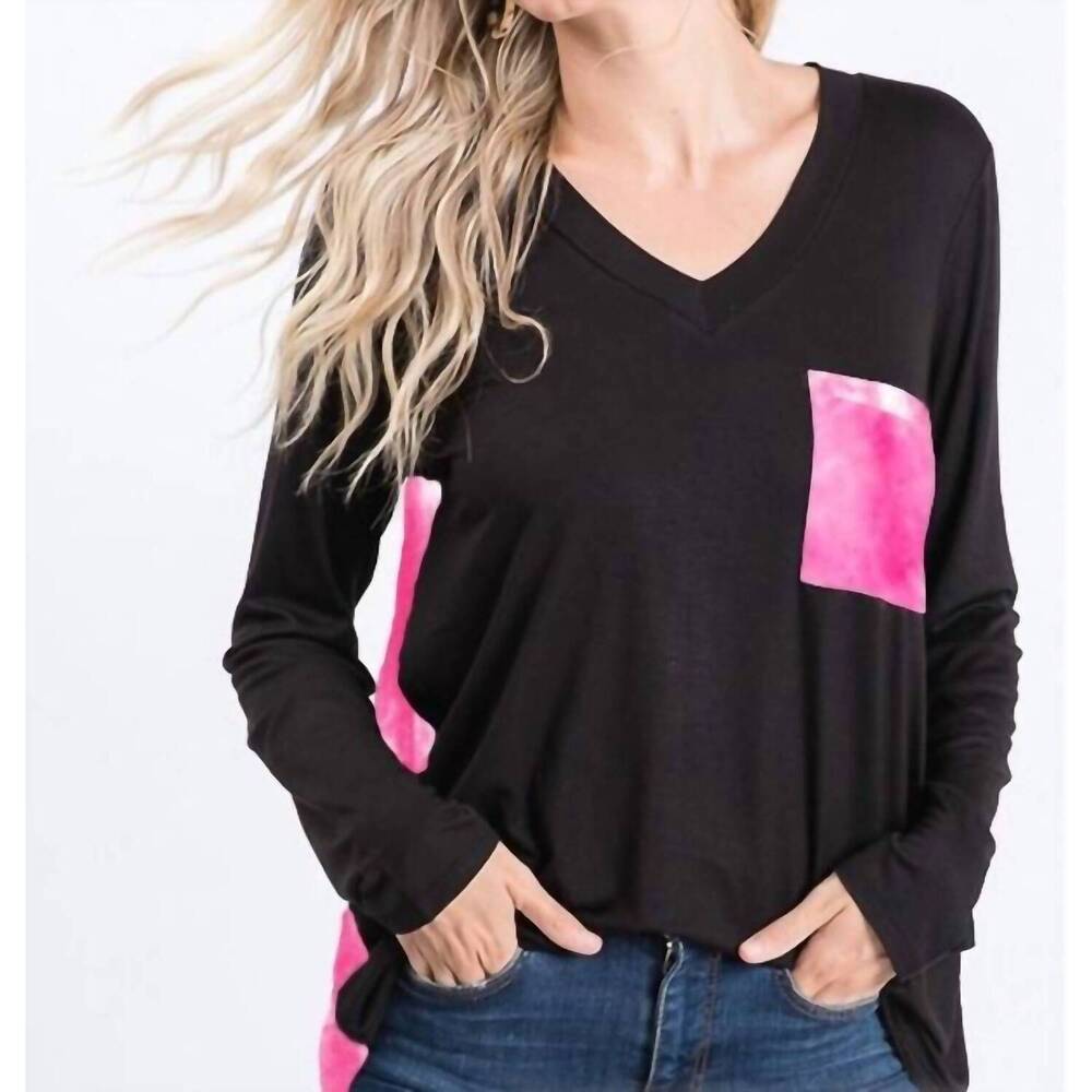 NEW HEIMISH USA v-neck top in fuchsia